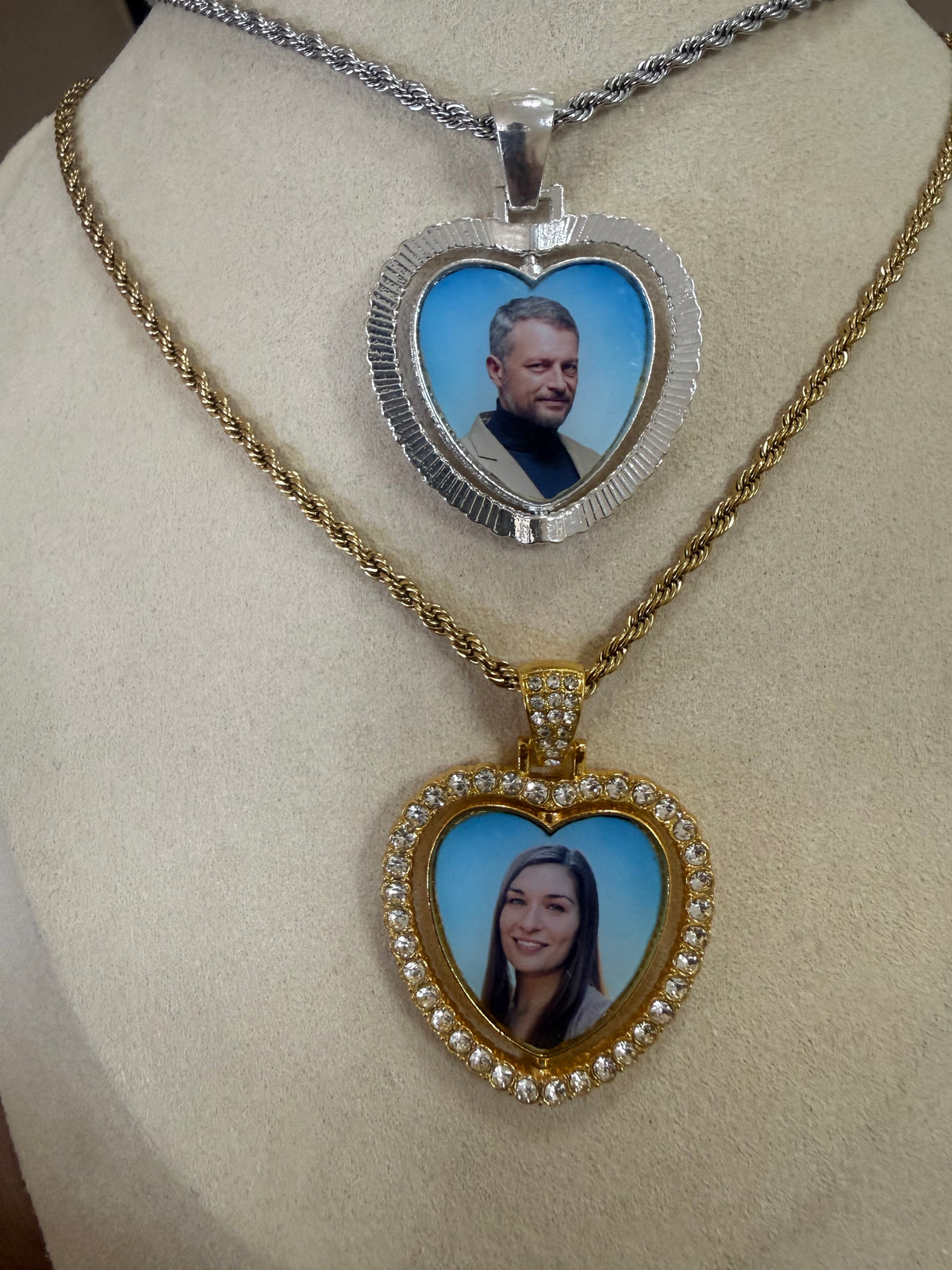 Collana cuo cuore con strass girevole